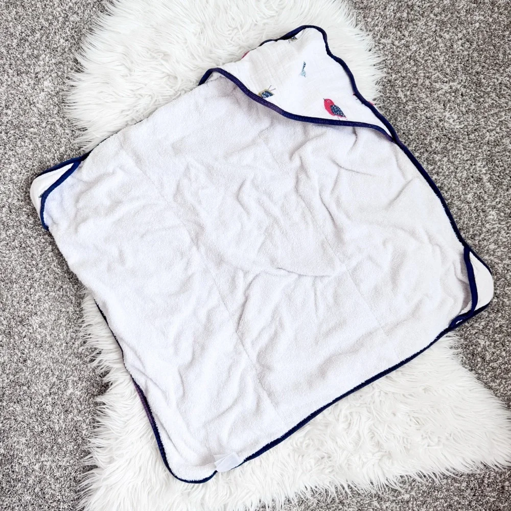 Little Unicorn Bird Print Hooded Baby Towel Muslin Terrycloth